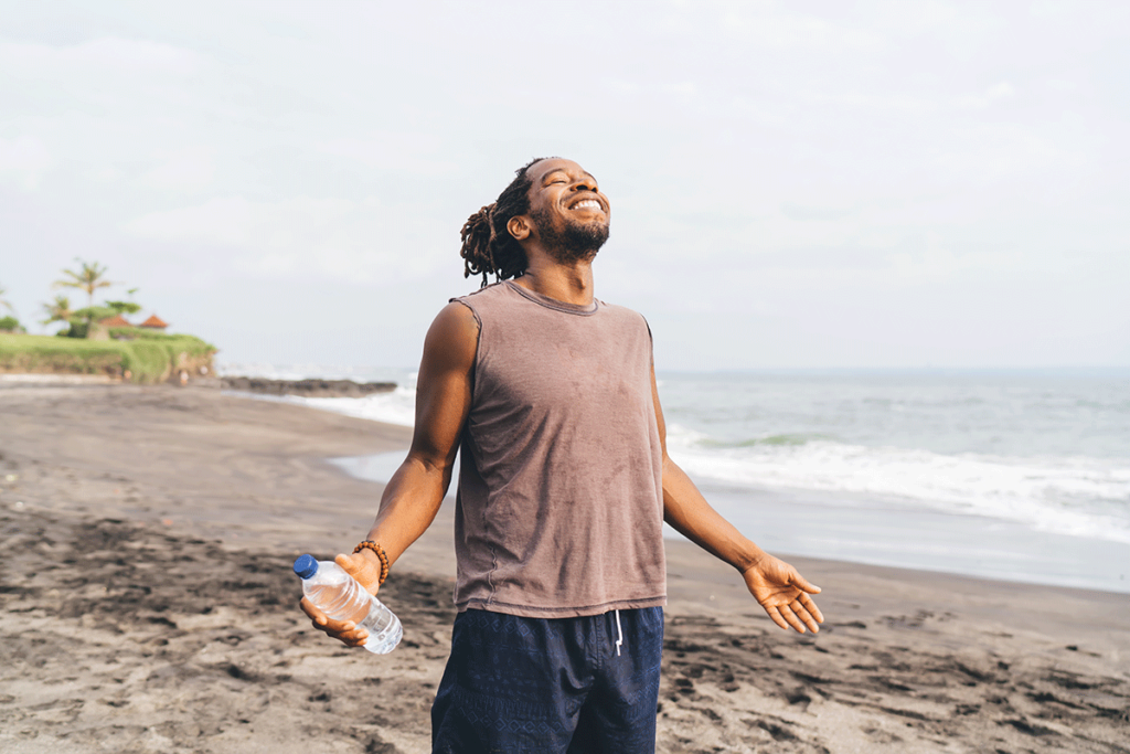 Man feeling content after mindfulness based treatment