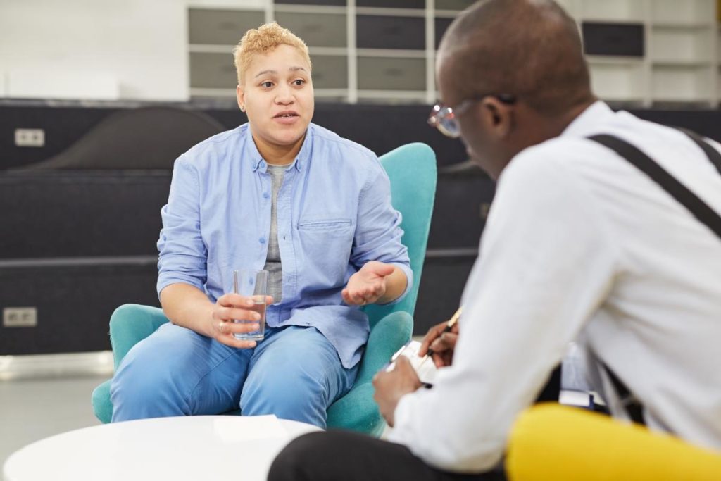 Client and therapist discuss commonly abused drugs