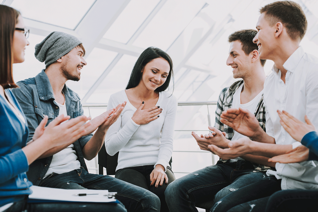 People in group therapy activities
