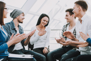 People in group therapy activities