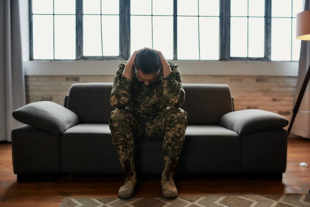 First Responder Addiction Treatment with a man distressed