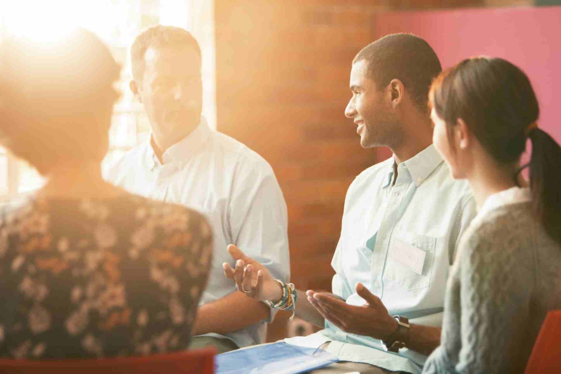 People participating in a group counseling session at a drug rehab center in Georgia.