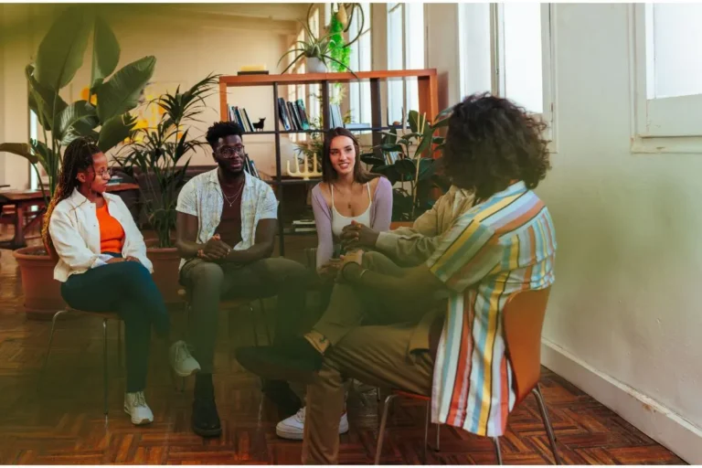 Young adults in a group therapy program for addiction