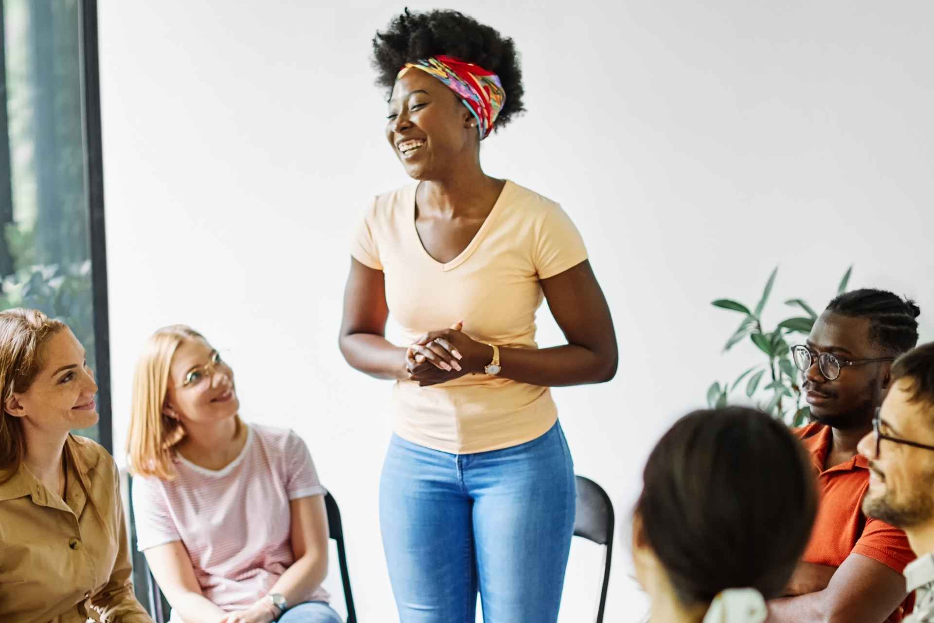 Woman participating in evidence-informed addiction treatment